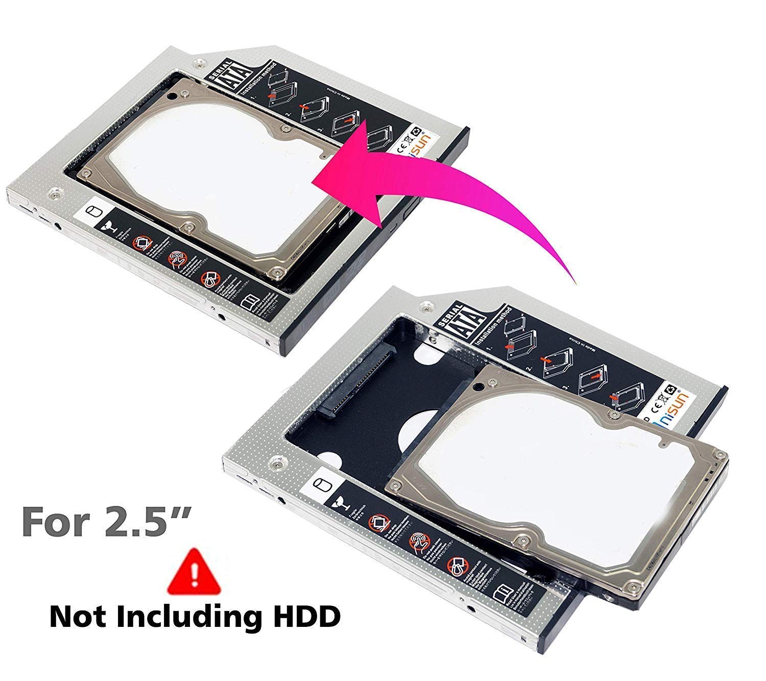 12.7mm Universal Caddy for HDD/SDD for CD DVD-ROM Drive Slot 2nd Hard Drive Caddy for PC/Laptop