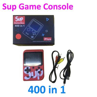 Front view of red SUP 400 in 1 gaming console with classic control buttons