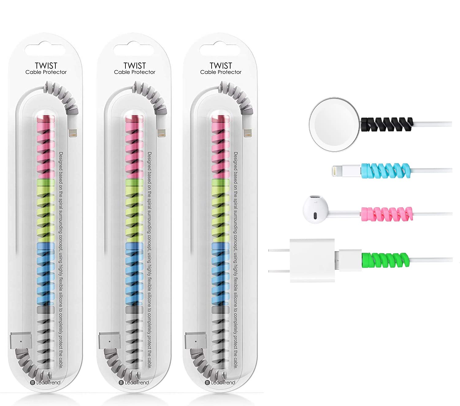 Spiral Cable Protector Wire Protector for All Charging able Cover Set of 3 (12 Pieces)