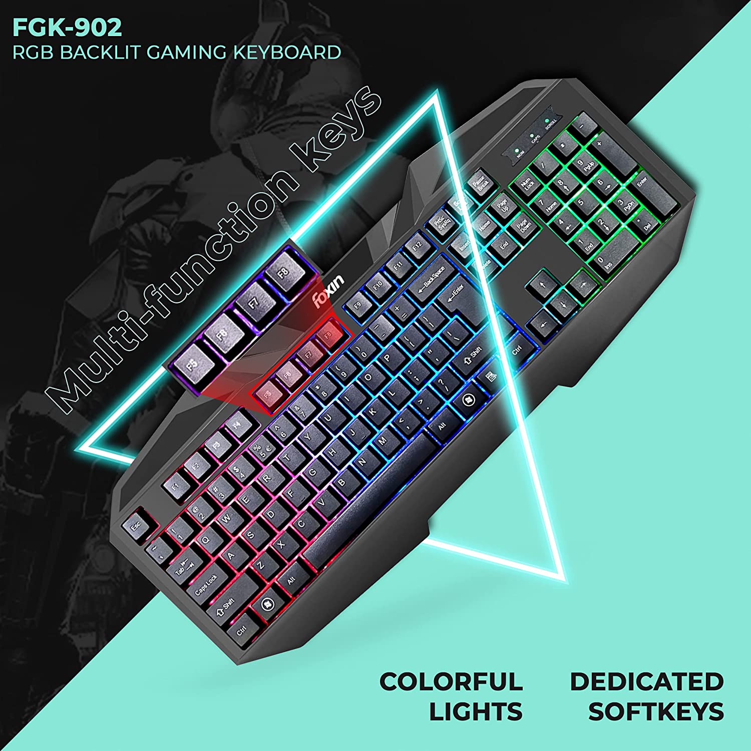 Foxin FGK-902 USB Gaming Keyboard with RGB Backlight