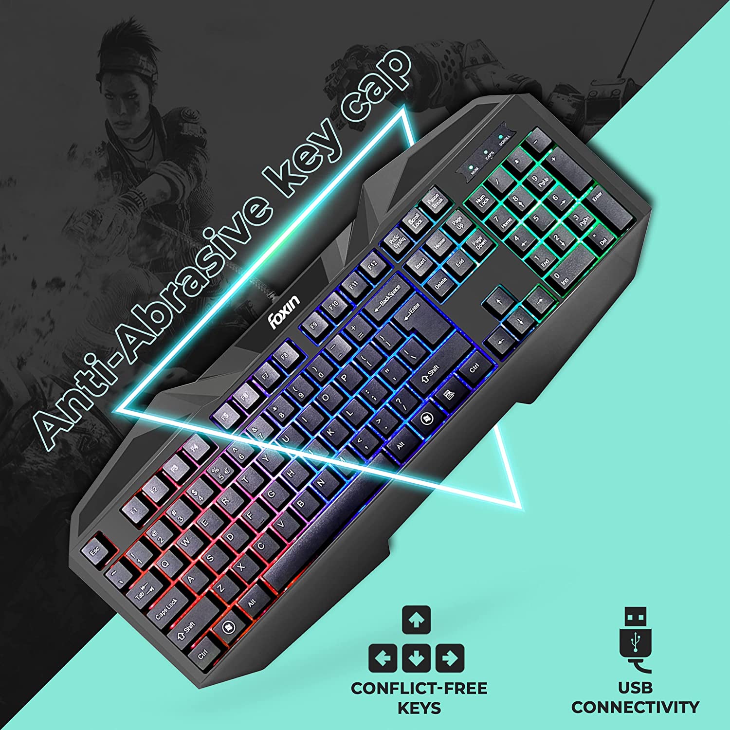 Foxin FGK-902 USB Gaming Keyboard with RGB Backlight