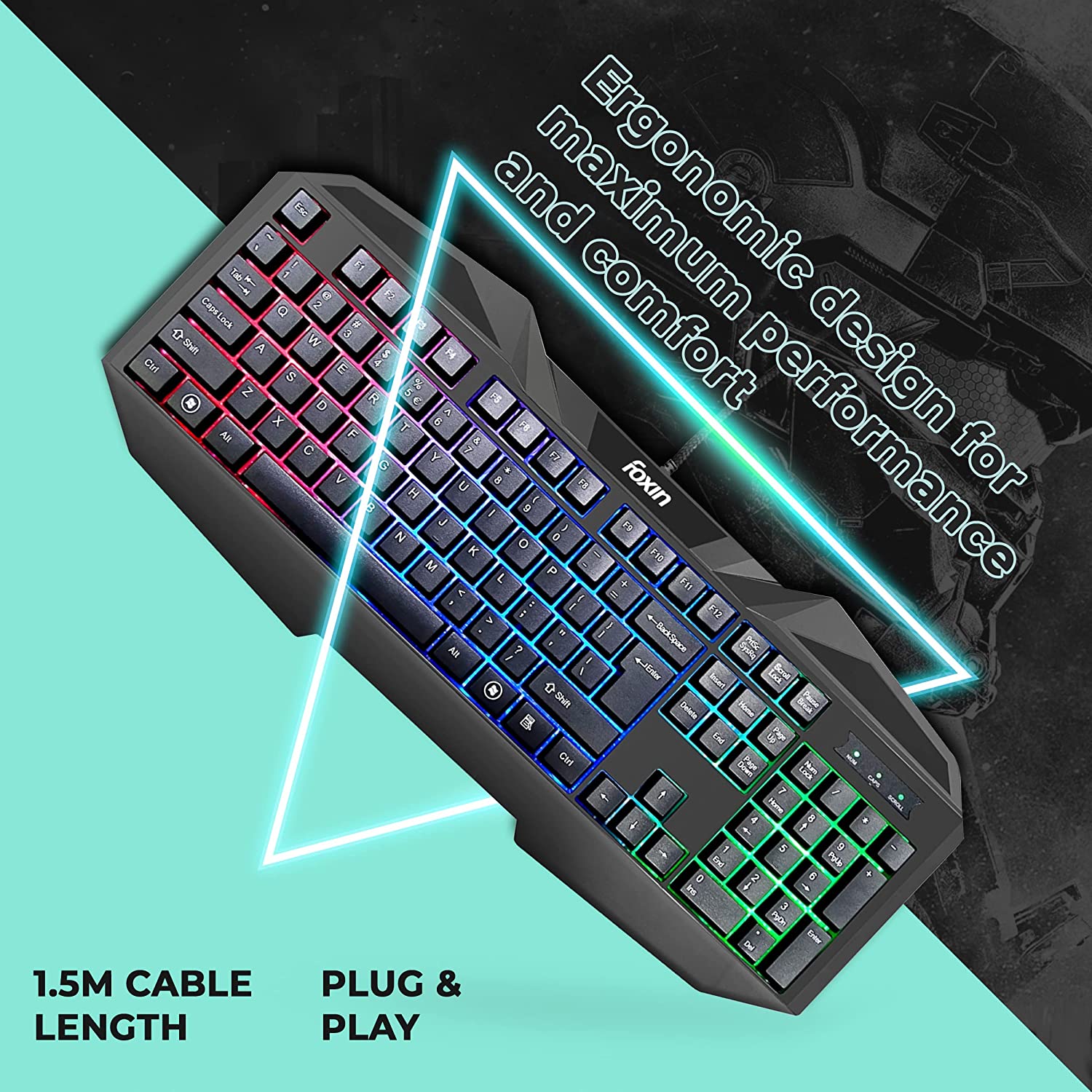Foxin FGK-902 USB Gaming Keyboard with RGB Backlight