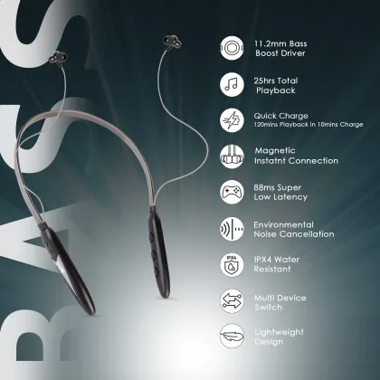 MZ NB120 Wireless Neckband Headphones – Best Budget Bluetooth Earphones with Deep Bass