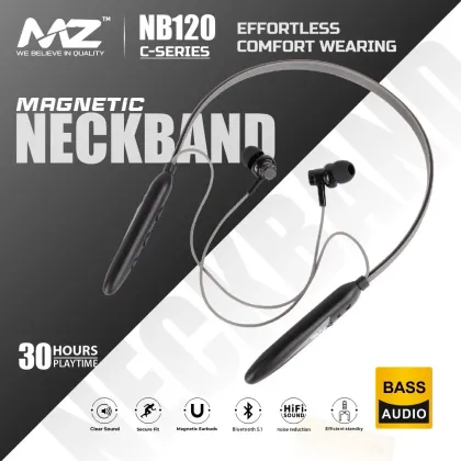 MZ NB120 Wireless Neckband Headphones – Best Budget Bluetooth Earphones with Deep Bass