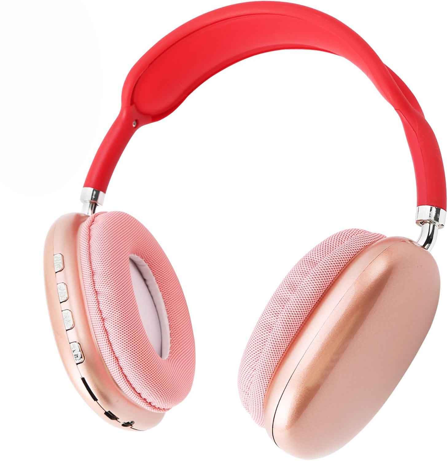 P9 Bluetooth Headphones (Rose Gold) – Wireless Max Headset, Deep Bass, Hands-Free Calling, Comfortable Fit, Compatible with All Bluetooth Devices
