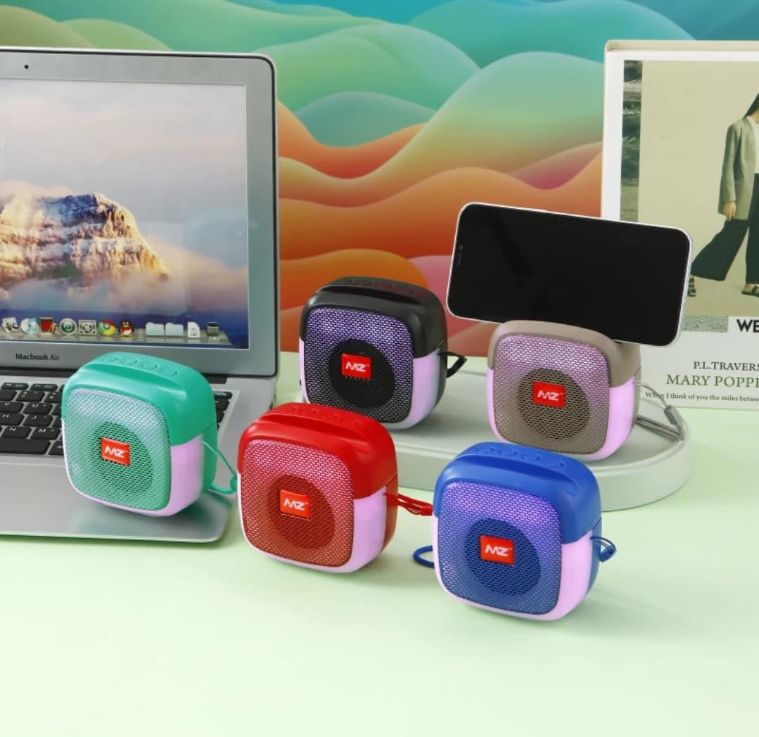 MZ M424SP Portable Bluetooth Speaker – 5W Stereo, Disco LED, FM, USB/TF/AUX, High Bass Sound