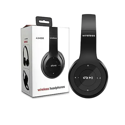P47 Wireless Bluetooth Headphones with Mic, FM, SD Card & Hands-Free Calling – Lightweight Foldable Design