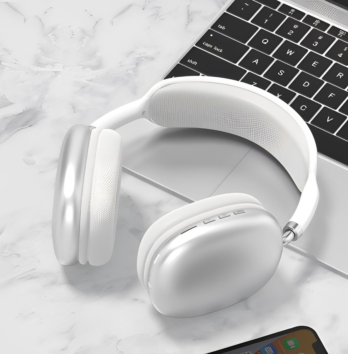 P9 Bluetooth Headphones with Mic – Wireless Max Headset White | Clean Look, Premium Sound