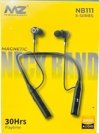 MZ NB111 Magnetic Wireless Neckband – 30Hrs Playtime, Deep Bass, Bluetooth Headphones