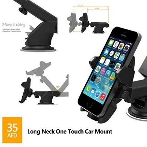 Long Neck One-Touch Car Mount – 360° Adjustable Dashboard & Windshield Mobile Holder