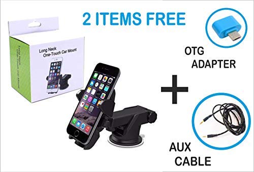 Long Neck One-Touch Car Mount – 360° Adjustable Dashboard & Windshield Mobile Holder