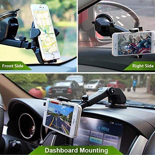 Long Neck One-Touch Car Mount – 360° Adjustable Dashboard & Windshield Mobile Holder